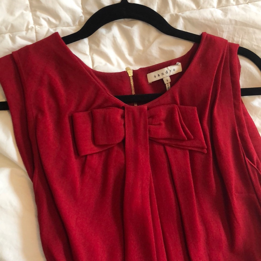 Sandro red bow dress size 3